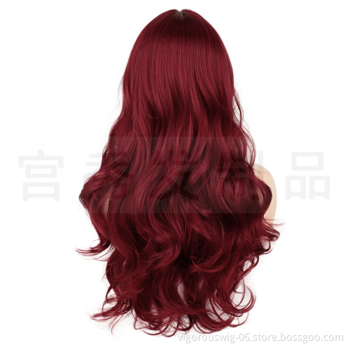 drop shipping cheap vast women brown heat resistant synthetic curly wig with lace front